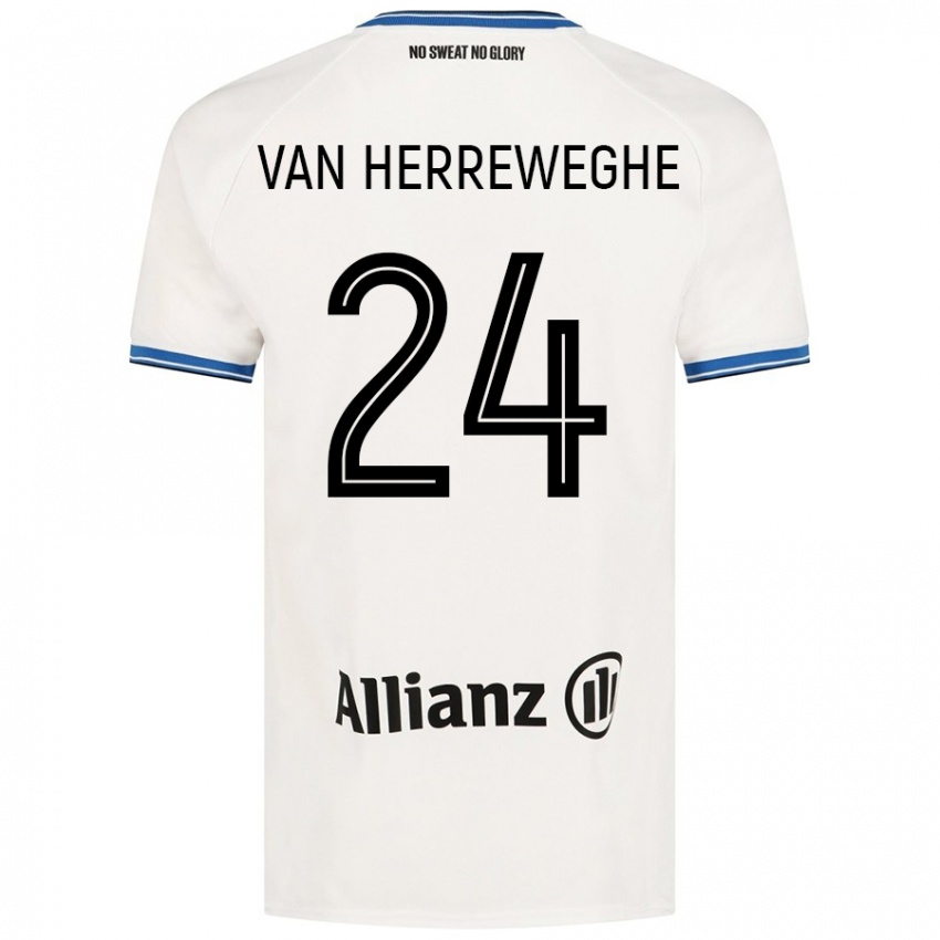 Homme Maillot Febe Van Herreweghe #24 Blanc Tenues Extérieur 2024/25 T-Shirt Belgique