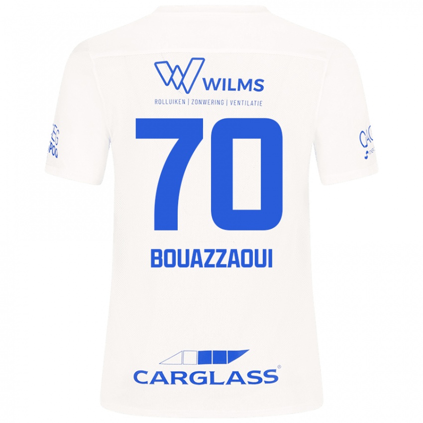 Homme Maillot Ilyas Bouazzaoui #70 Blanc Tenues Extérieur 2024/25 T-Shirt Belgique