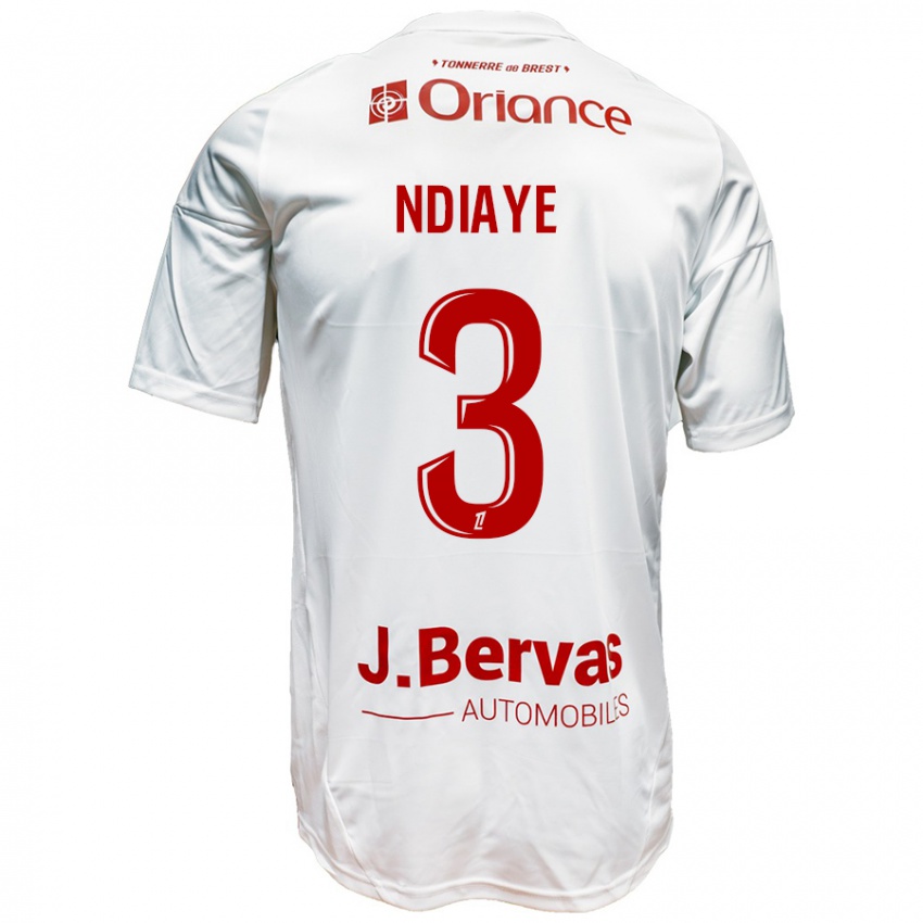 Heren Abdoulaye Ndiaye #3 Wit Rood Uitshirt Uittenue 2024/25 T-Shirt België