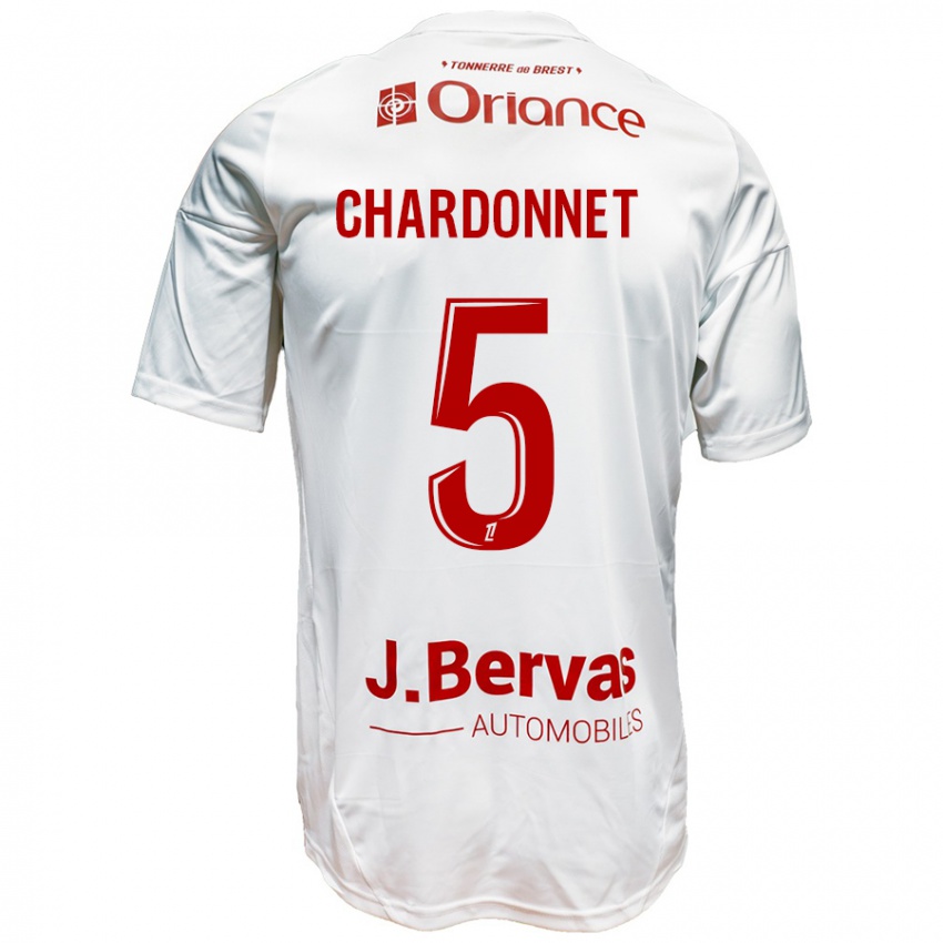 Heren Brendan Chardonnet #5 Wit Rood Uitshirt Uittenue 2024/25 T-Shirt België