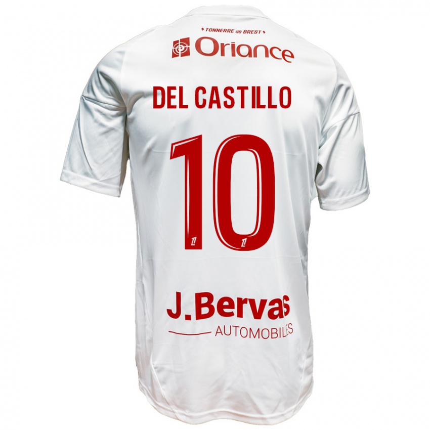 Heren Romain Del Castillo #10 Wit Rood Uitshirt Uittenue 2024/25 T-Shirt België