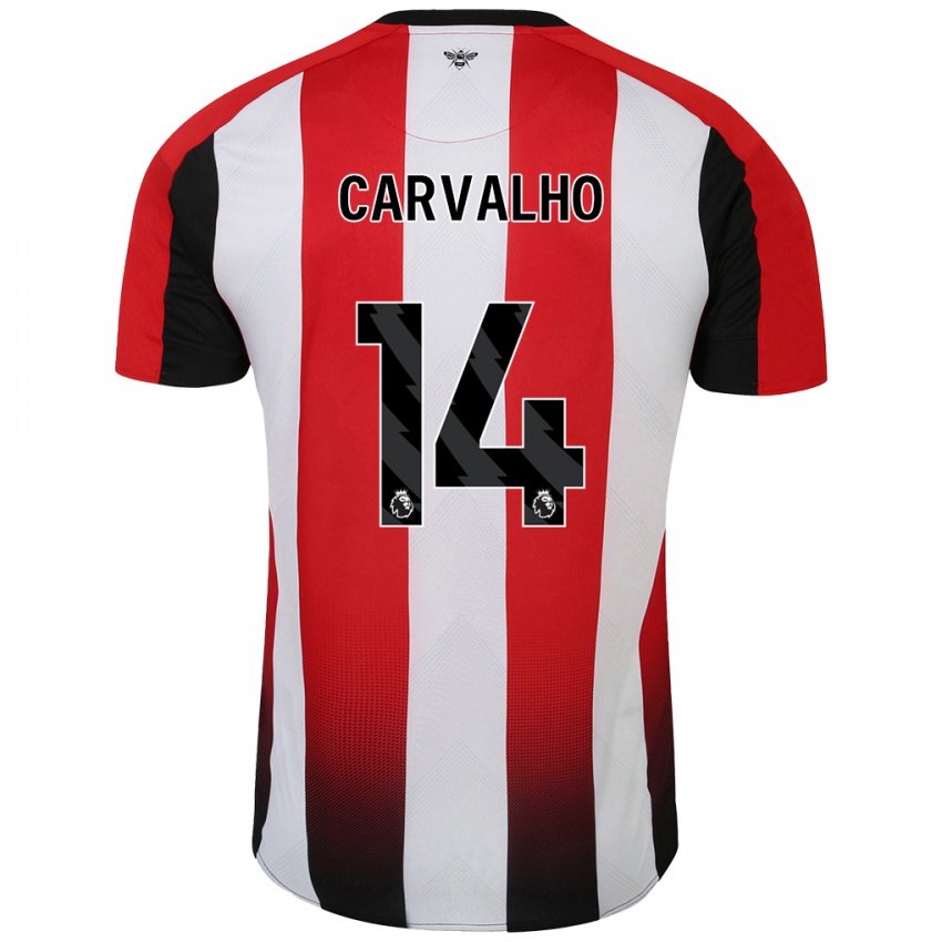 Femme Maillot Fabio Carvalho #14 Rouge Blanc Tenues Domicile 2024/25 T-Shirt Belgique