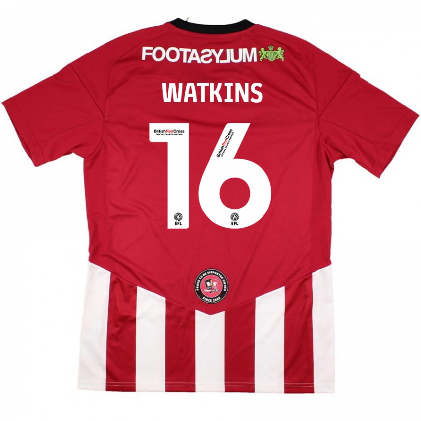 Femme Maillot Zoe Watkins #16 Rouge Blanc Tenues Domicile 2024/25 T-Shirt Belgique