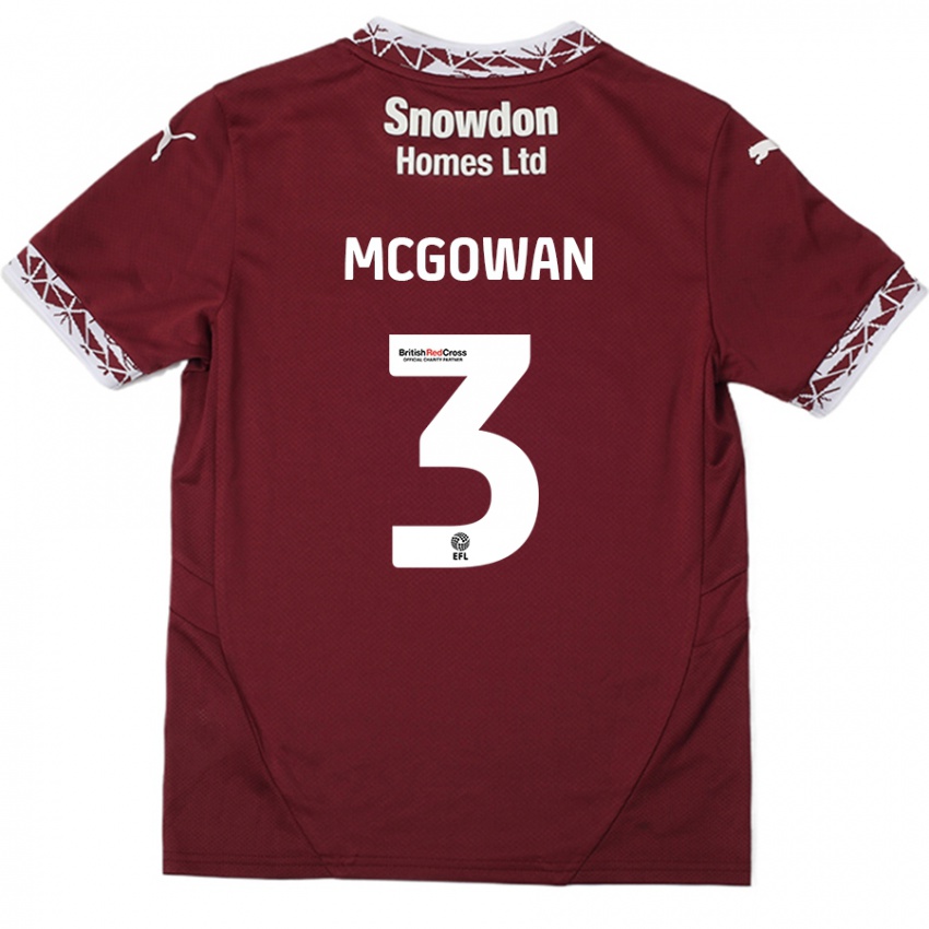 Dames Aaron Mcgowan #3 Bordeauxrood Thuisshirt Thuistenue 2024/25 T-Shirt België