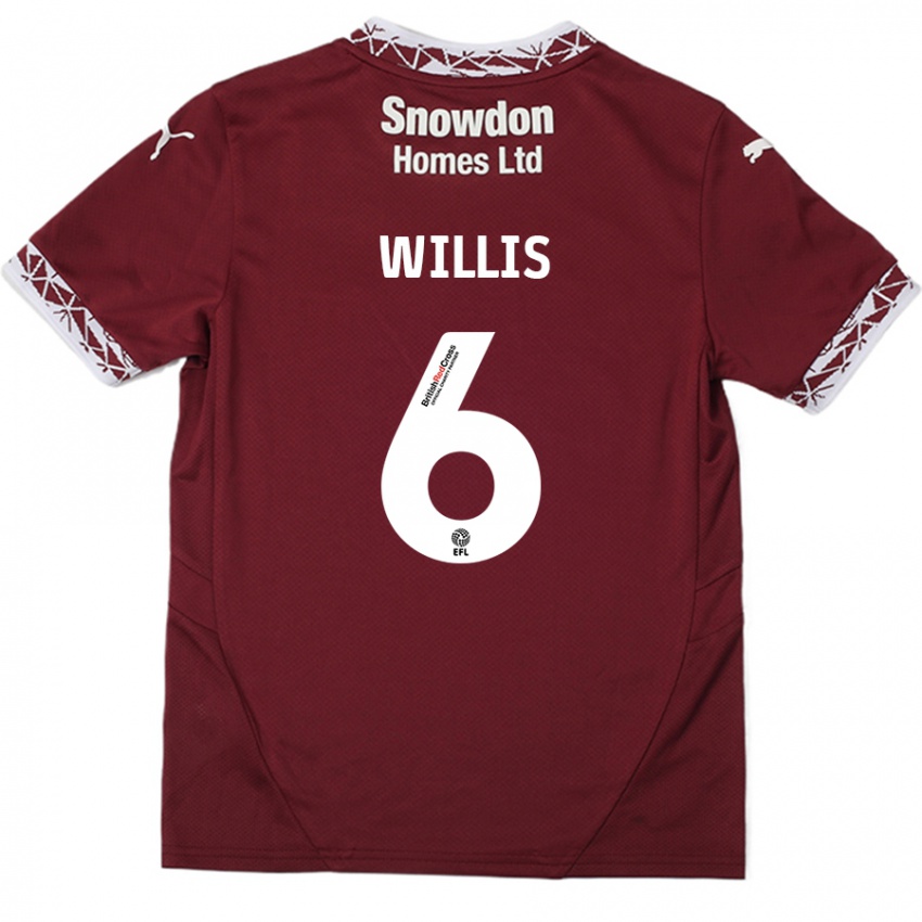 Dames Jordan Willis #6 Bordeauxrood Thuisshirt Thuistenue 2024/25 T-Shirt België