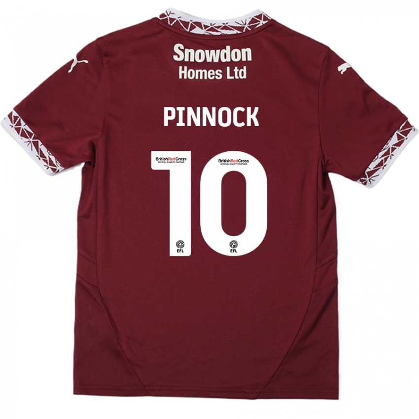 Dames Mitch Pinnock #10 Bordeauxrood Thuisshirt Thuistenue 2024/25 T-Shirt België