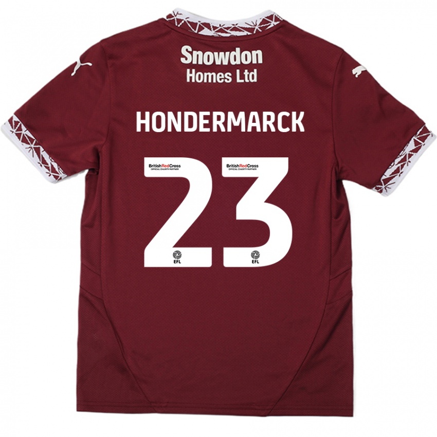 Dames William Hondermarck #23 Bordeauxrood Thuisshirt Thuistenue 2024/25 T-Shirt België