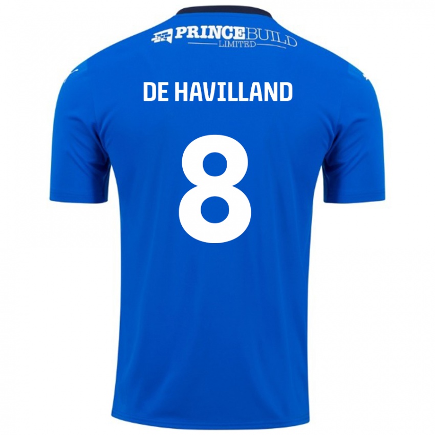 Femme Maillot Ryan De Havilland #8 Bleu Blanc Tenues Domicile 2024/25 T-Shirt Belgique