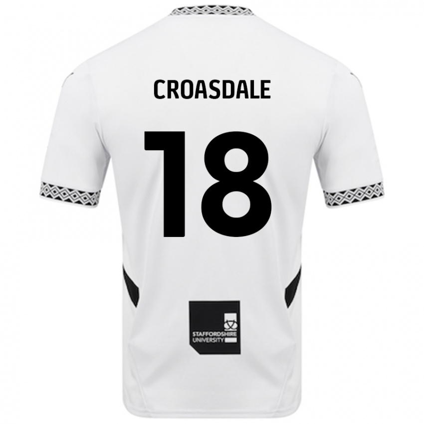 Femme Maillot Ryan Croasdale #18 Blanc Tenues Domicile 2024/25 T-Shirt Belgique