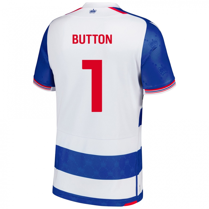 Dames David Button #1 Blauw Wit Thuisshirt Thuistenue 2024/25 T-Shirt België