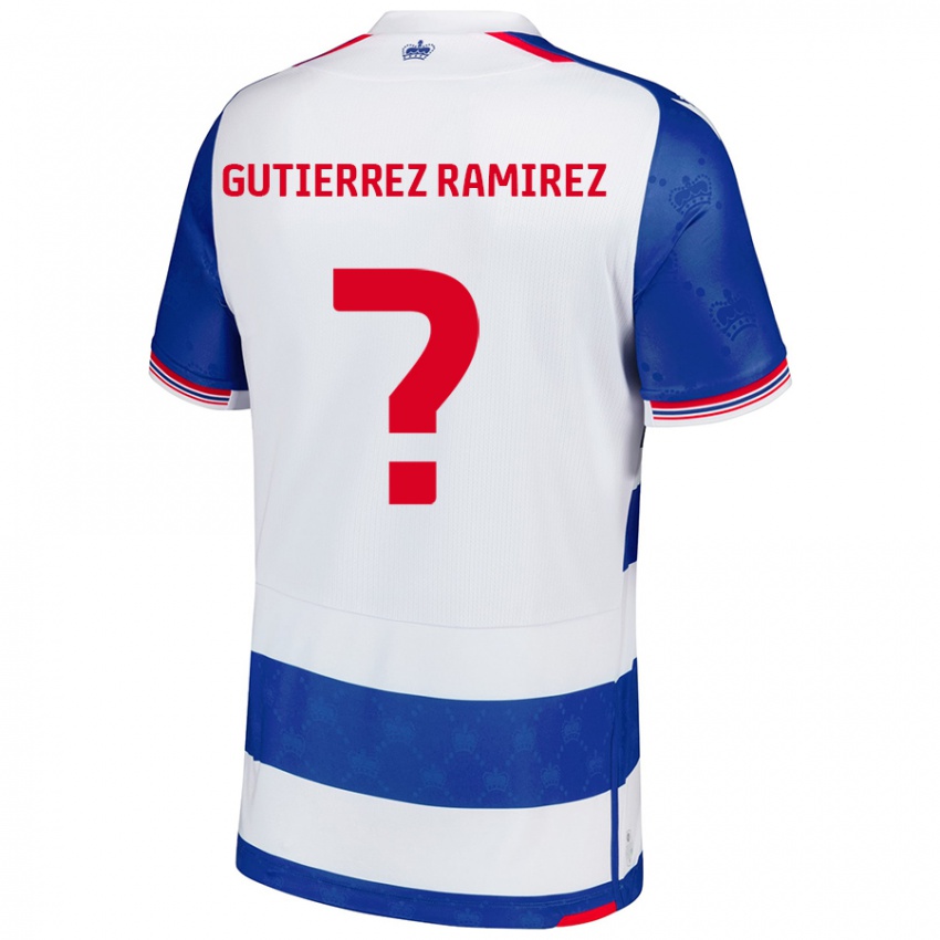 Femme Maillot William Gutierrez Ramirez #0 Bleu Blanc Tenues Domicile 2024/25 T-Shirt Belgique