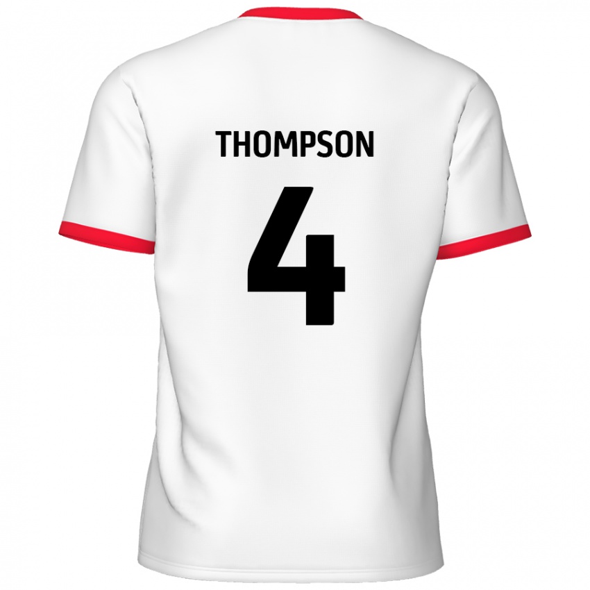 Femme Maillot Nathan Thompson #4 Blanc Rouge Tenues Domicile 2024/25 T-Shirt Belgique