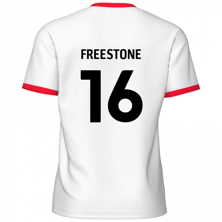 Femme Maillot Lewis Freestone #16 Blanc Rouge Tenues Domicile 2024/25 T-Shirt Belgique