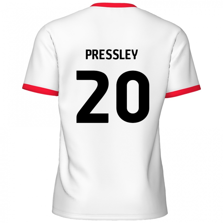 Femme Maillot Aaron Pressley #20 Blanc Rouge Tenues Domicile 2024/25 T-Shirt Belgique