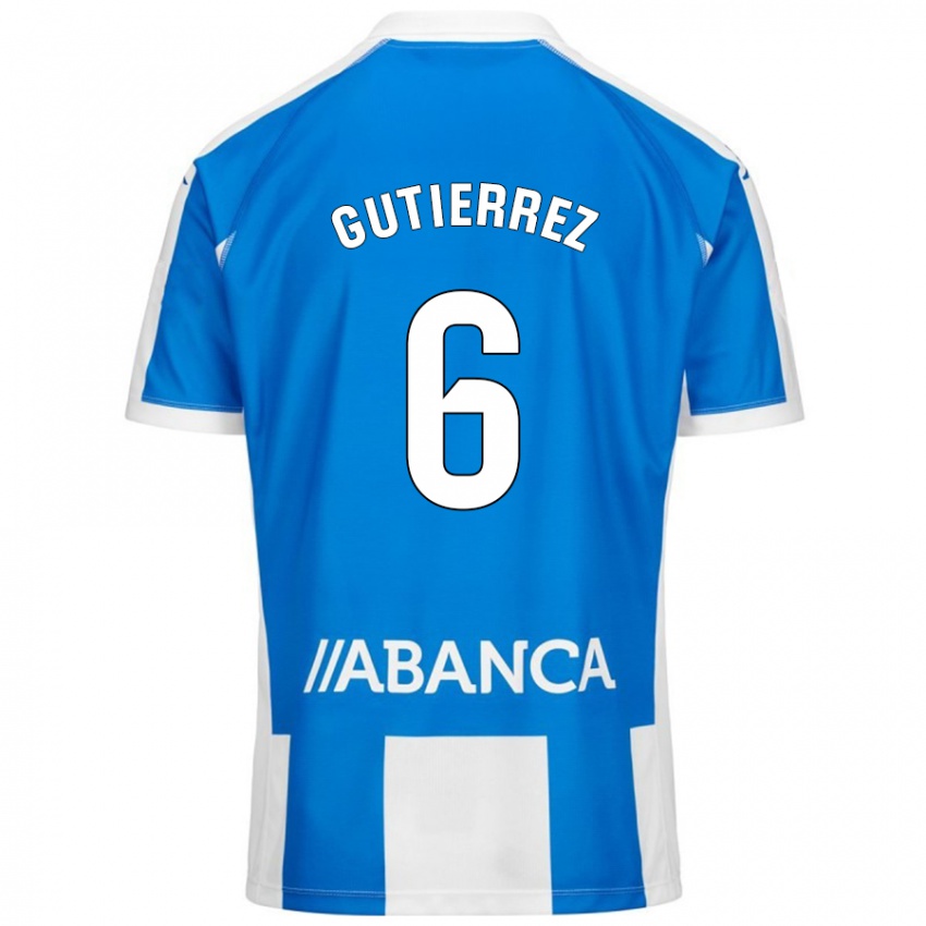 Femme Maillot Paula Gutiérrez #6 Bleu Blanc Tenues Domicile 2024/25 T-Shirt Belgique