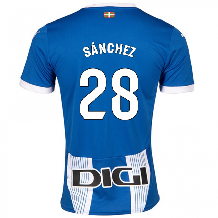 Femme Maillot Ander Sánchez #28 Bleu Tenues Domicile 2024/25 T-Shirt Belgique