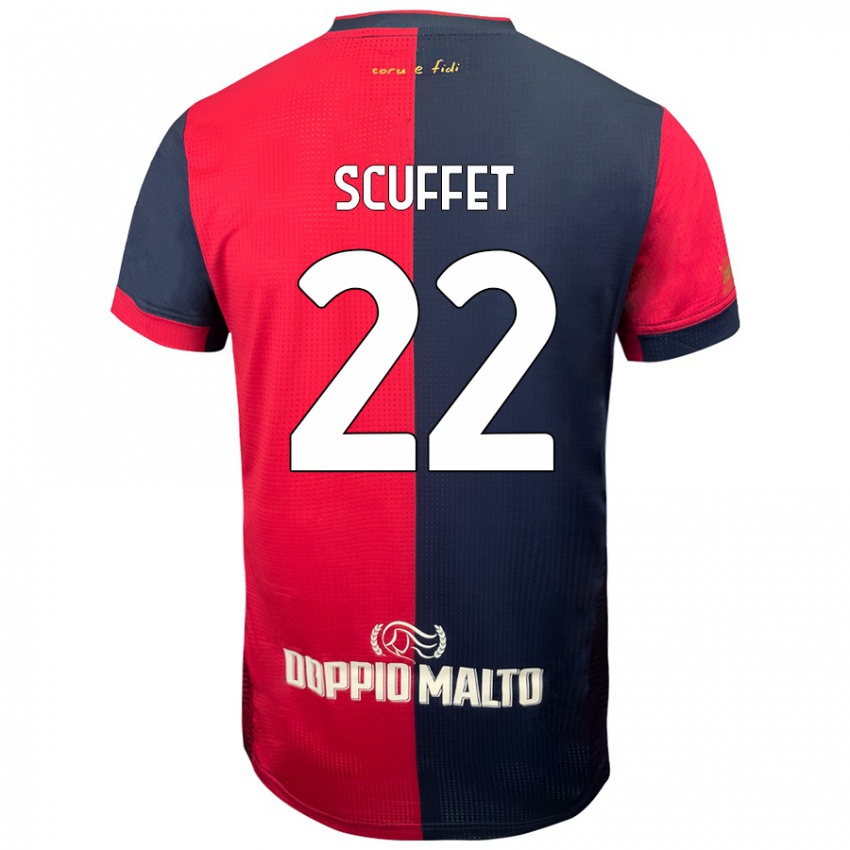 Femme Maillot Simone Scuffet #22 Rouge Bleu Foncé Tenues Domicile 2024/25 T-Shirt Belgique