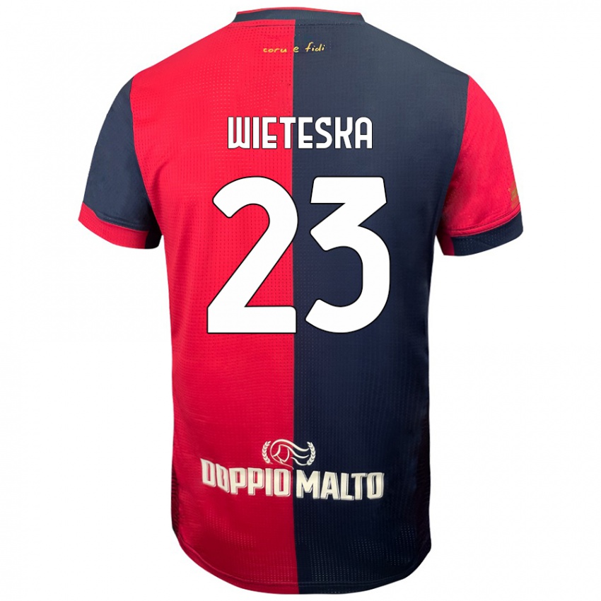 Femme Maillot Mateusz Wieteska #23 Rouge Bleu Foncé Tenues Domicile 2024/25 T-Shirt Belgique