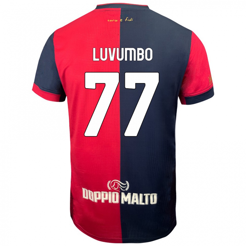 Femme Maillot Zito Luvumbo #77 Rouge Bleu Foncé Tenues Domicile 2024/25 T-Shirt Belgique