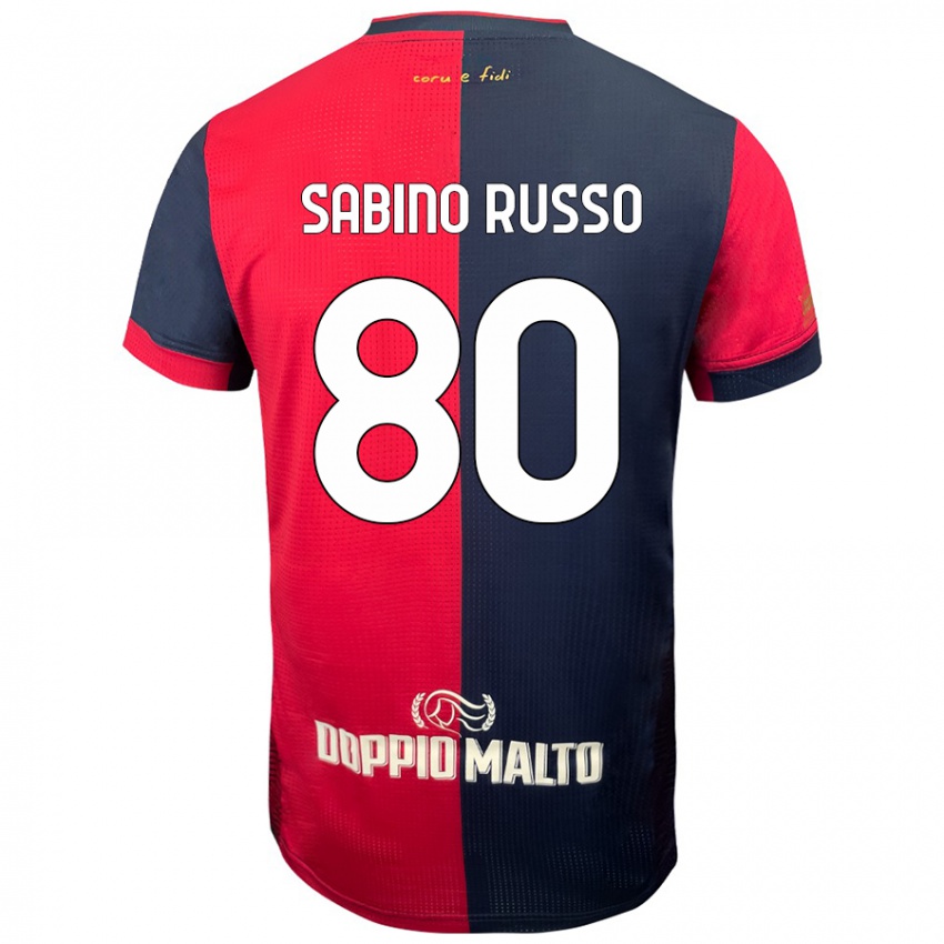 Femme Maillot Alessandro Sabino Russo #80 Rouge Bleu Foncé Tenues Domicile 2024/25 T-Shirt Belgique