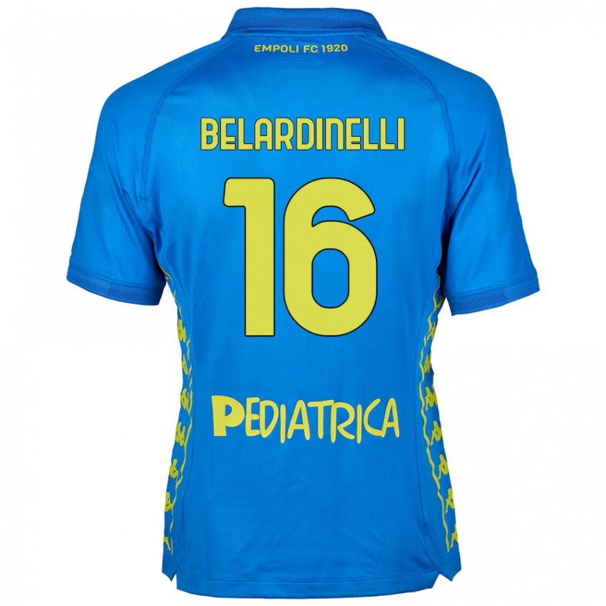 Femme Maillot Luca Belardinelli #16 Bleu Tenues Domicile 2024/25 T-Shirt Belgique