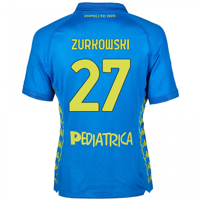 Femme Maillot Szymon Żurkowski #27 Bleu Tenues Domicile 2024/25 T-Shirt Belgique