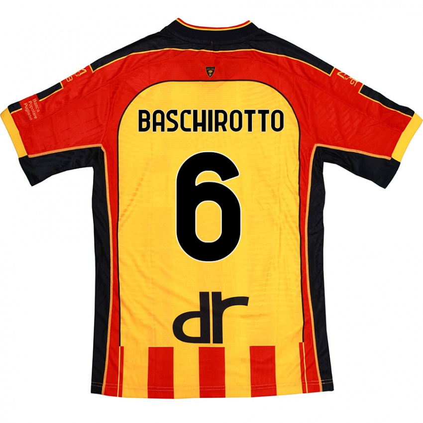 Dames Federico Baschirotto #6 Geel Rood Thuisshirt Thuistenue 2024/25 T-Shirt België