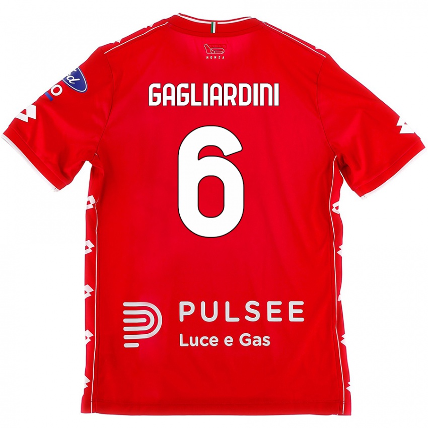 Femme Maillot Roberto Gagliardini #6 Rouge Blanc Tenues Domicile 2024/25 T-Shirt Belgique