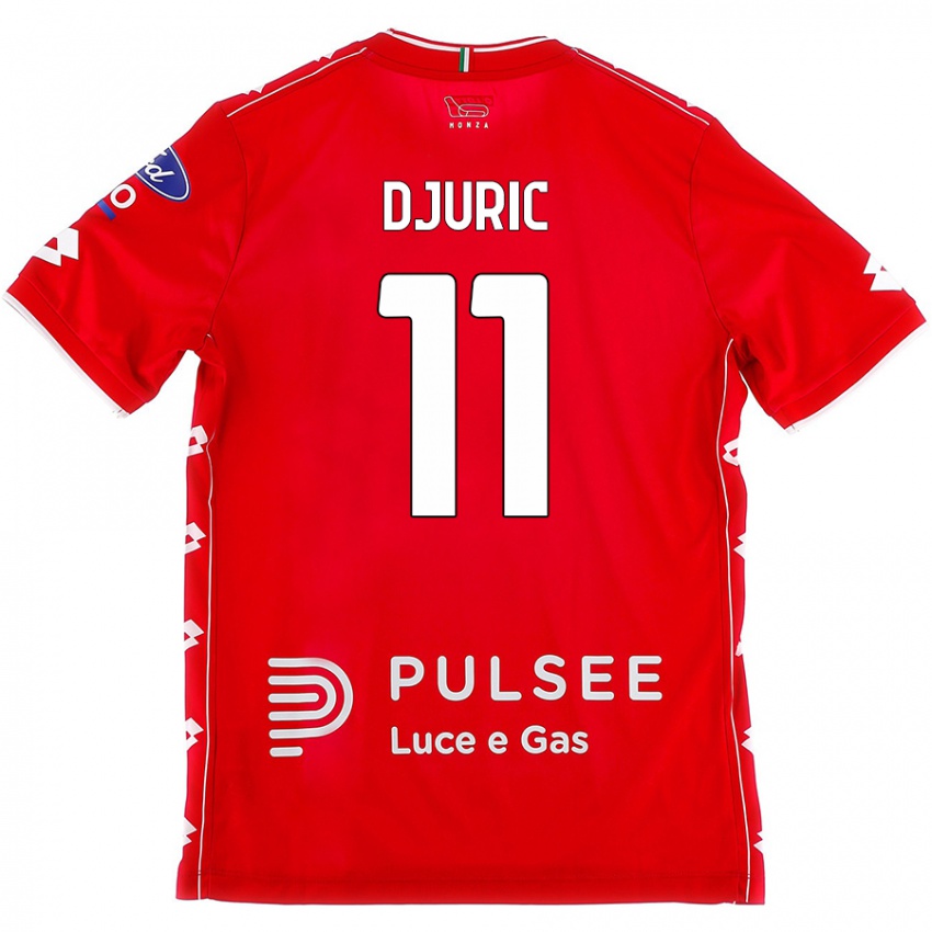 Femme Maillot Milan Djuric #11 Rouge Blanc Tenues Domicile 2024/25 T-Shirt Belgique