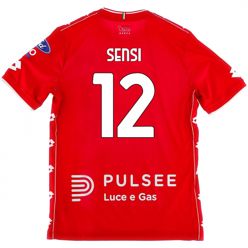 Femme Maillot Stefano Sensi #12 Rouge Blanc Tenues Domicile 2024/25 T-Shirt Belgique