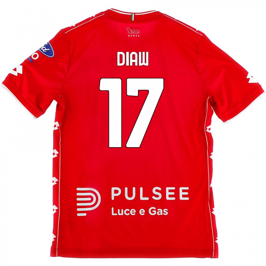 Femme Maillot Davide Diaw #17 Rouge Blanc Tenues Domicile 2024/25 T-Shirt Belgique