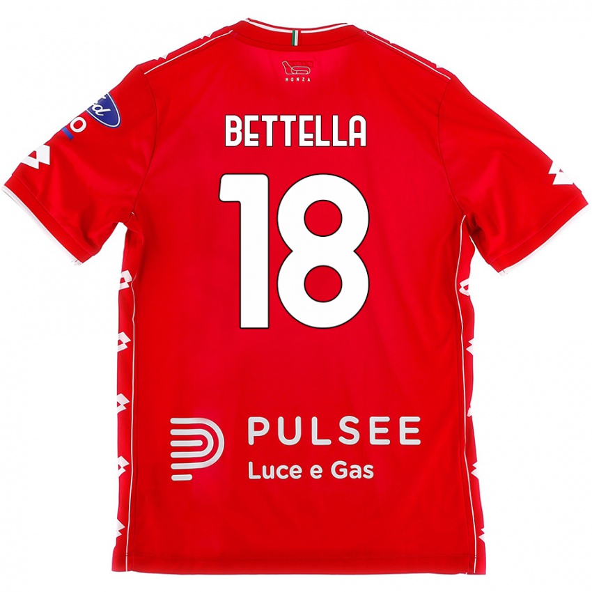 Femme Maillot Davide Bettella #18 Rouge Blanc Tenues Domicile 2024/25 T-Shirt Belgique