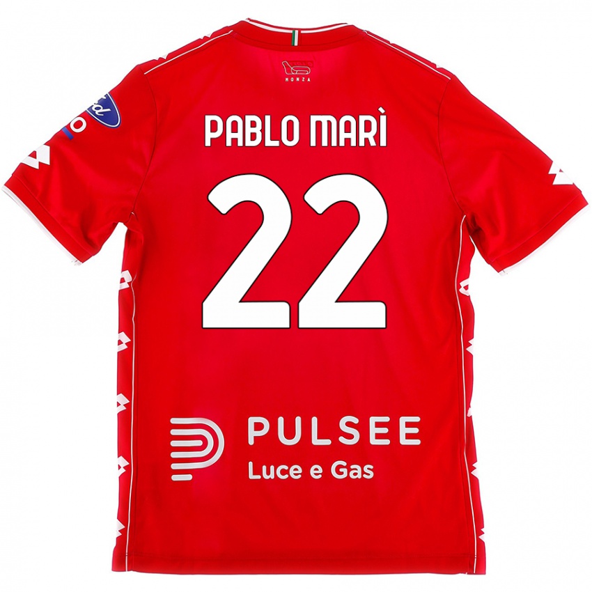 Femme Maillot Pablo Marí #22 Rouge Blanc Tenues Domicile 2024/25 T-Shirt Belgique