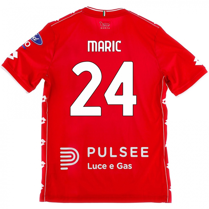 Femme Maillot Mirko Maric #24 Rouge Blanc Tenues Domicile 2024/25 T-Shirt Belgique