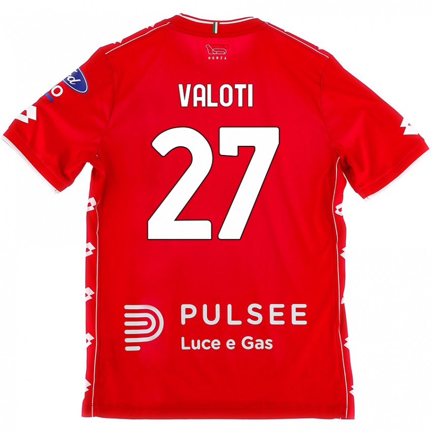 Femme Maillot Mattia Valoti #27 Rouge Blanc Tenues Domicile 2024/25 T-Shirt Belgique