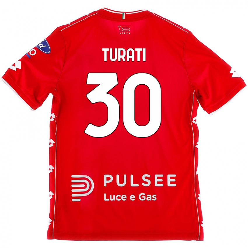 Femme Maillot Stefano Turati #30 Rouge Blanc Tenues Domicile 2024/25 T-Shirt Belgique