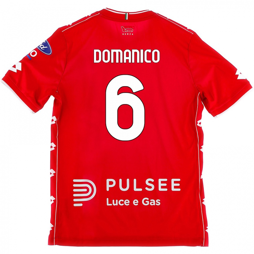 Femme Maillot Saverio Domanico #6 Rouge Blanc Tenues Domicile 2024/25 T-Shirt Belgique