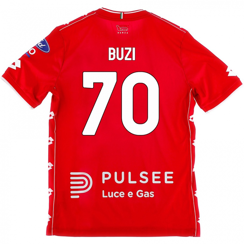 Femme Maillot Luis Buzi #70 Rouge Blanc Tenues Domicile 2024/25 T-Shirt Belgique