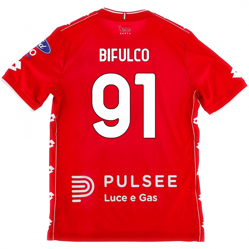 Femme Maillot Davide Bifulco #91 Rouge Blanc Tenues Domicile 2024/25 T-Shirt Belgique