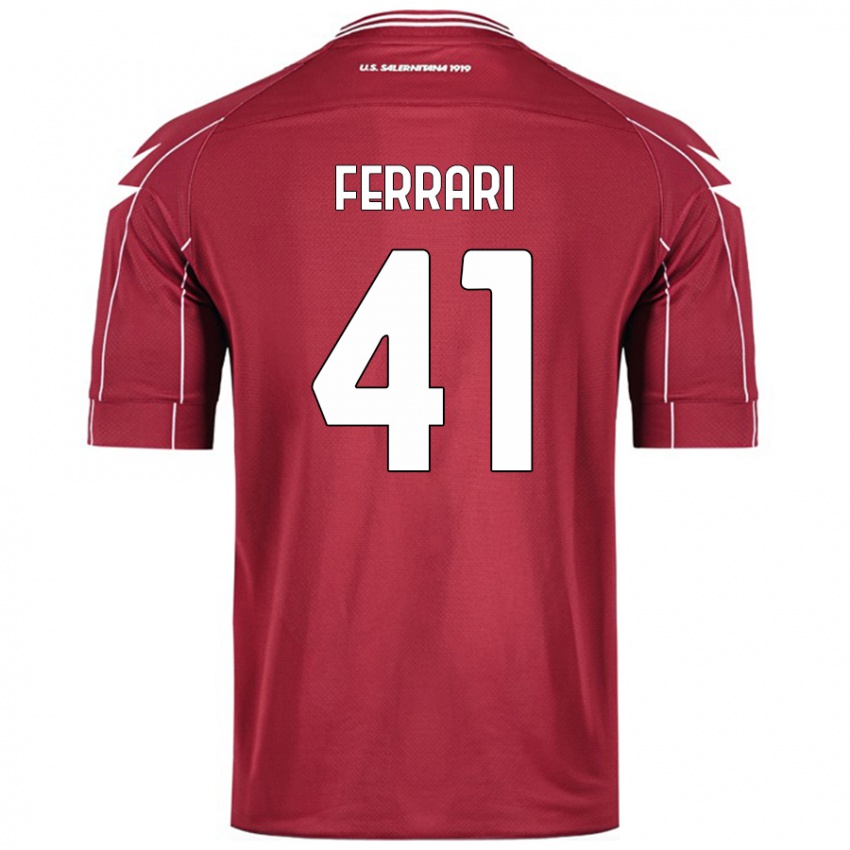 Femme Maillot Tommaso Ferrari #41 Bordeaux Tenues Domicile 2024/25 T-Shirt Belgique