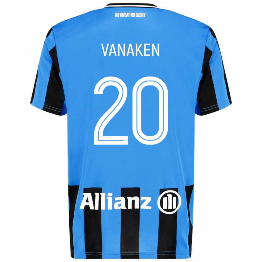 Femme Maillot Hans Vanaken #20 Bleu Ciel Noir Tenues Domicile 2024/25 T-Shirt Belgique