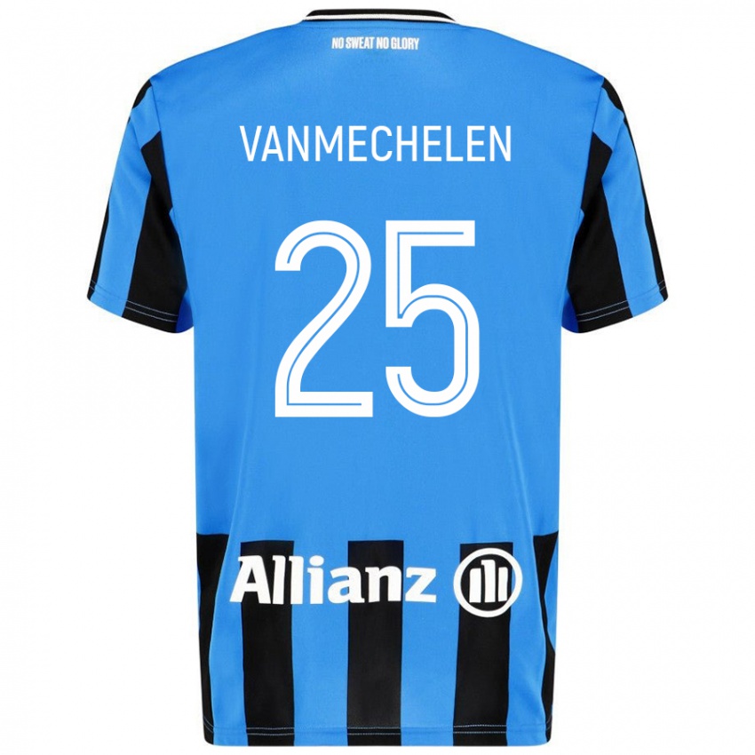 Femme Maillot Davinia Vanmechelen #25 Bleu Ciel Noir Tenues Domicile 2024/25 T-Shirt Belgique