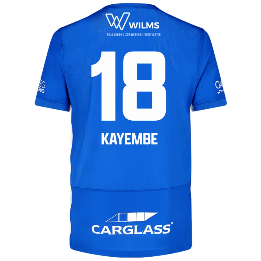 Femme Maillot Joris Kayembe #18 Bleu Tenues Domicile 2024/25 T-Shirt Belgique