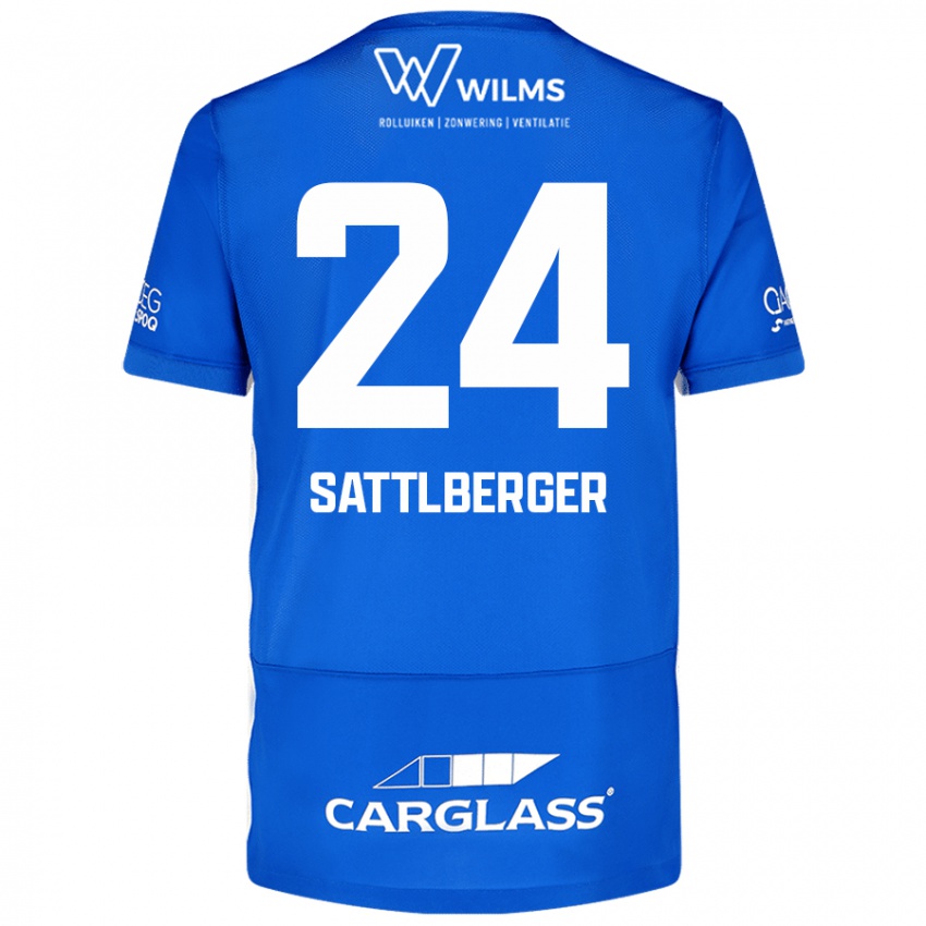 Femme Maillot Nikolas Sattlberger #24 Bleu Tenues Domicile 2024/25 T-Shirt Belgique