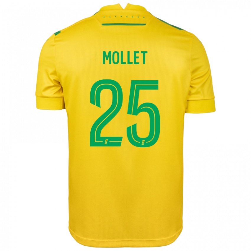 Dames Florent Mollet #25 Geel Groen Thuisshirt Thuistenue 2024/25 T-Shirt België