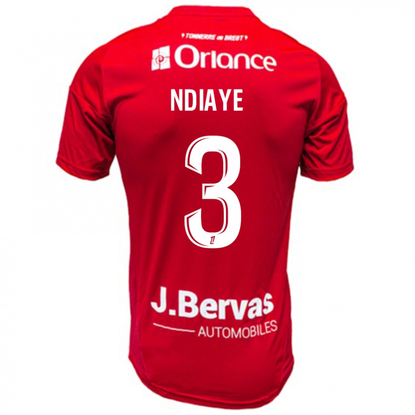 Femme Maillot Abdoulaye Ndiaye #3 Rouge Blanc Tenues Domicile 2024/25 T-Shirt Belgique