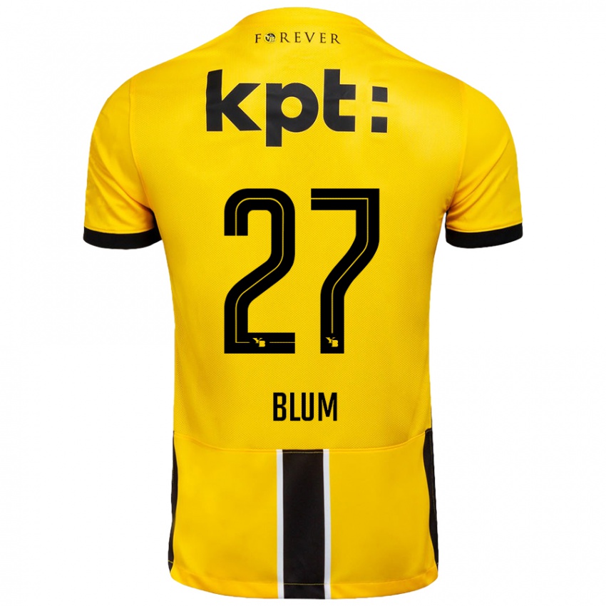 Femme Maillot Lewin Blum #27 Jaune Noir Tenues Domicile 2024/25 T-Shirt Belgique