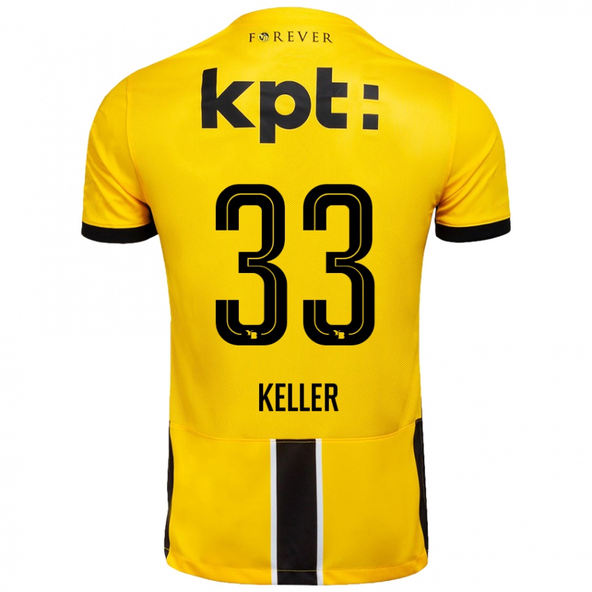 Femme Maillot Marvin Keller #33 Jaune Noir Tenues Domicile 2024/25 T-Shirt Belgique