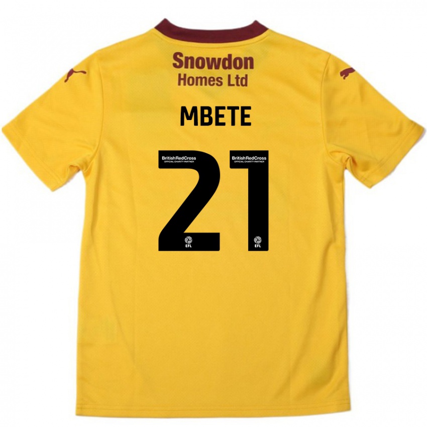 Dames Luke Mbete #21 Oranje Bordeauxrood Uitshirt Uittenue 2024/25 T-Shirt België