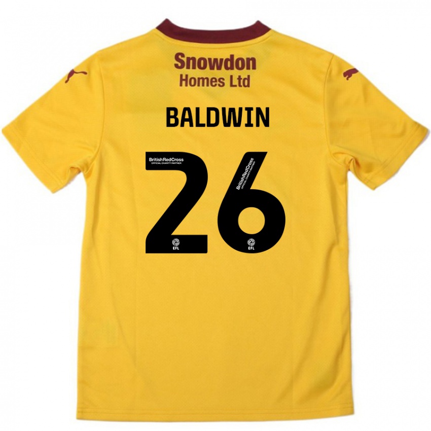 Dames Jack Baldwin #26 Oranje Bordeauxrood Uitshirt Uittenue 2024/25 T-Shirt België